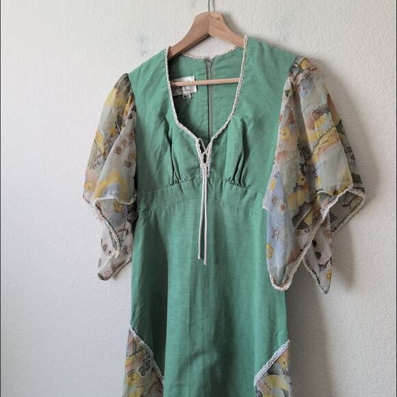 Vintage 70s Roberta California Dress S/M Floral Boho Cottagecore Prairie Flowy - Picture 11 of 16